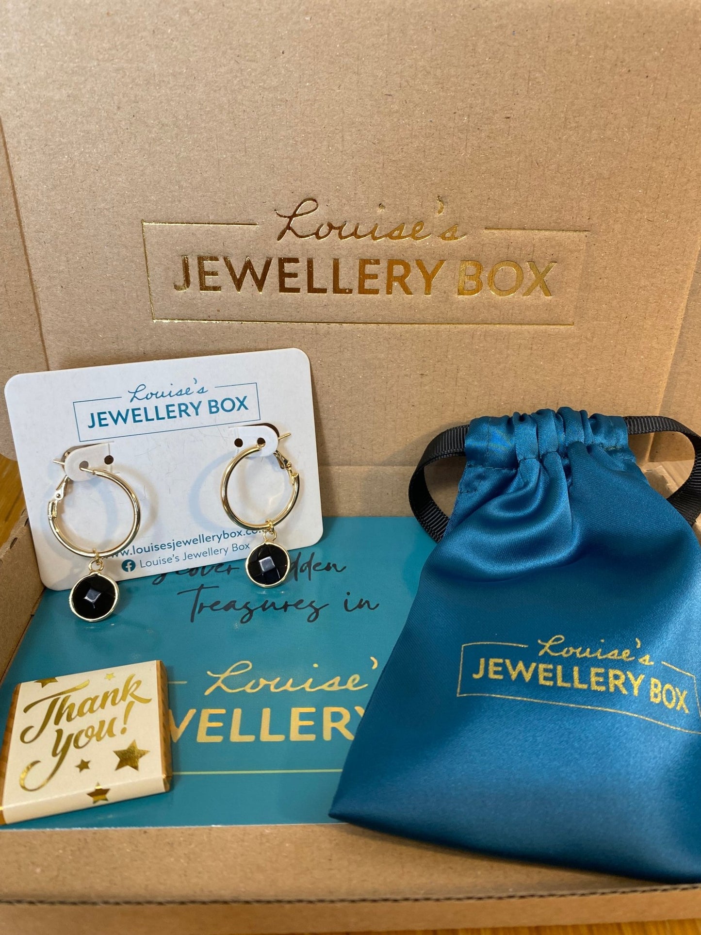 Venus Lever Earrings In Black Spinel/Gold Plate - Louise's Jewellery Box