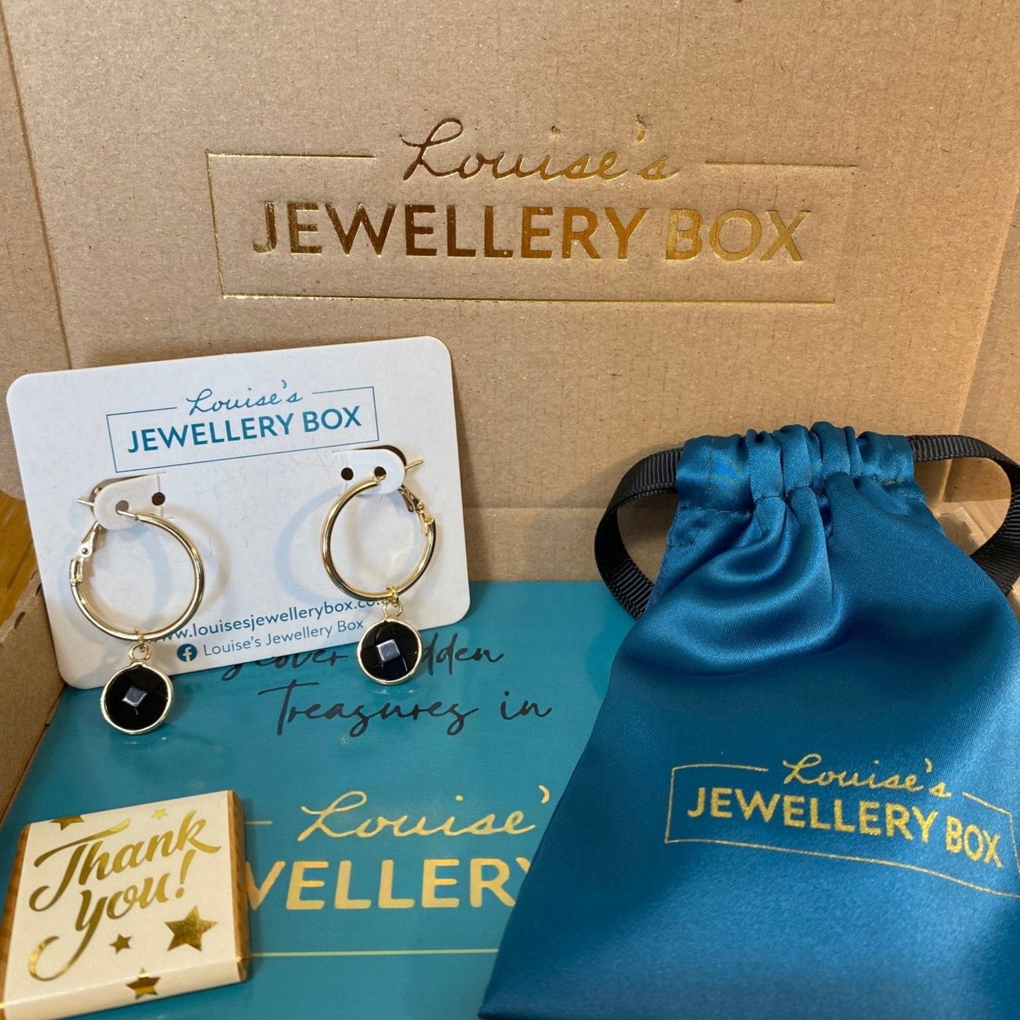Venus Lever Earrings In Black Spinel/Gold Plate - Louise's Jewellery Box