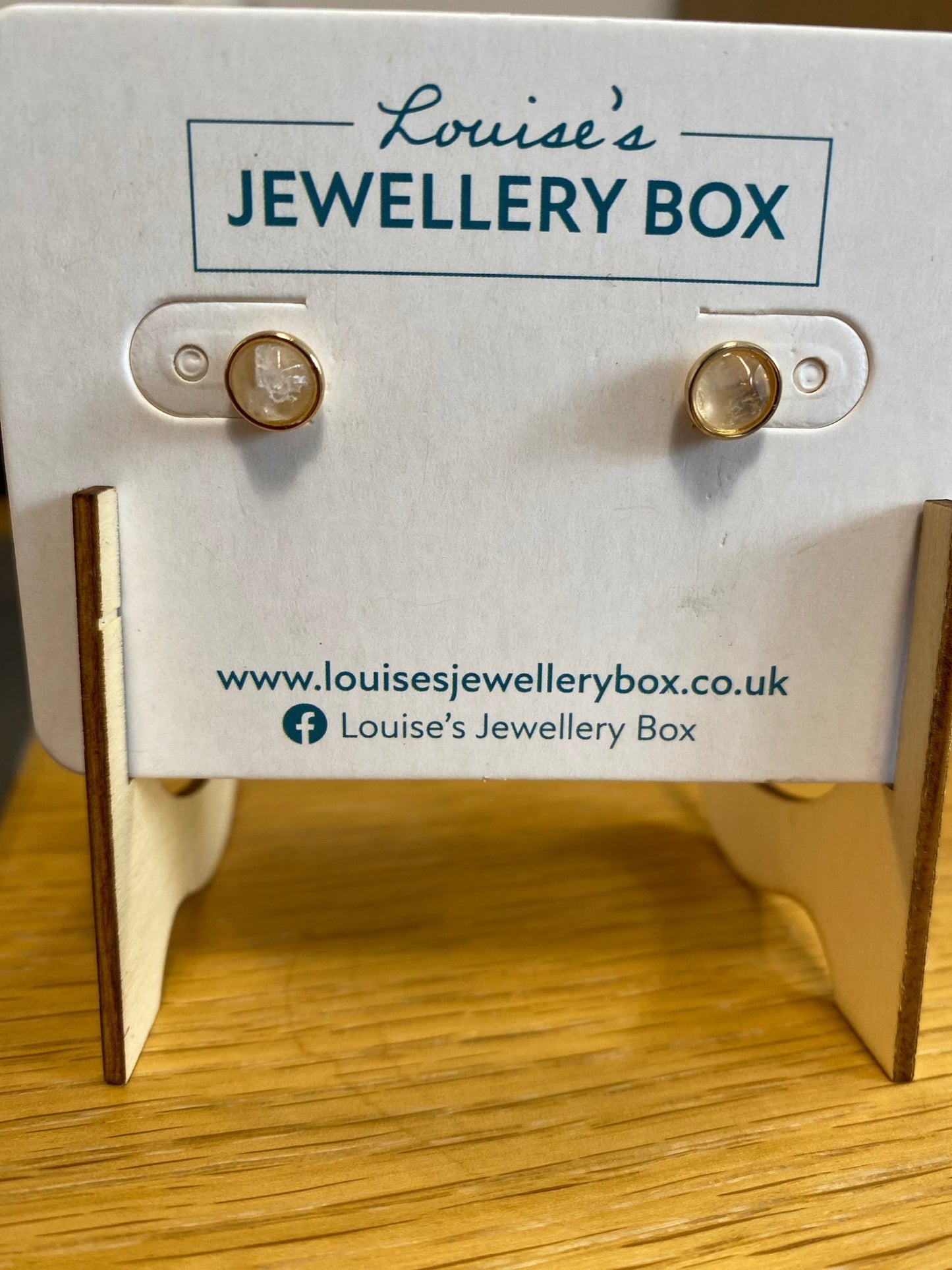Venus Moonstone Stud Earrings in Gold Plate - Louise's Jewellery Box