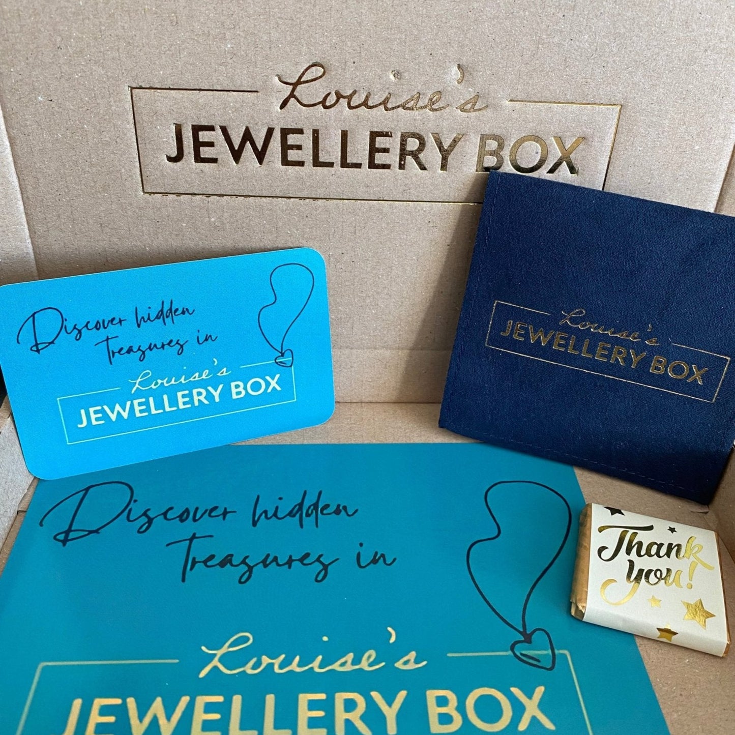 Silver necklace with a teardrop Whitby Jet pendant in sterling silver by Louise's Jewellery Box, presented in a gift box with accompanying card and chocolate.