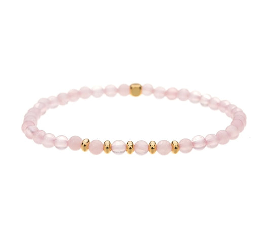 Rose Quartz Stone Bracelet with Gold Plating