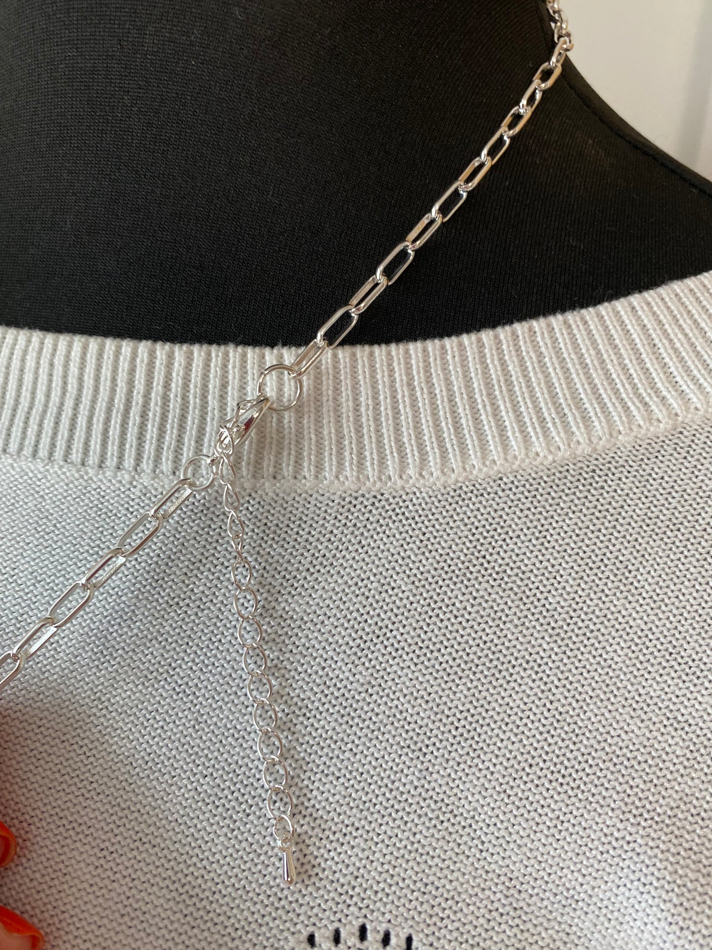 Grey Marble Heart Pendant on Silver Plated Chain