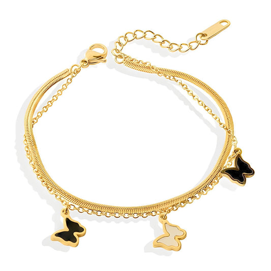 18ct Gold Plated Waterproof Butterflies Bracelet - Louise's Jewellery Box