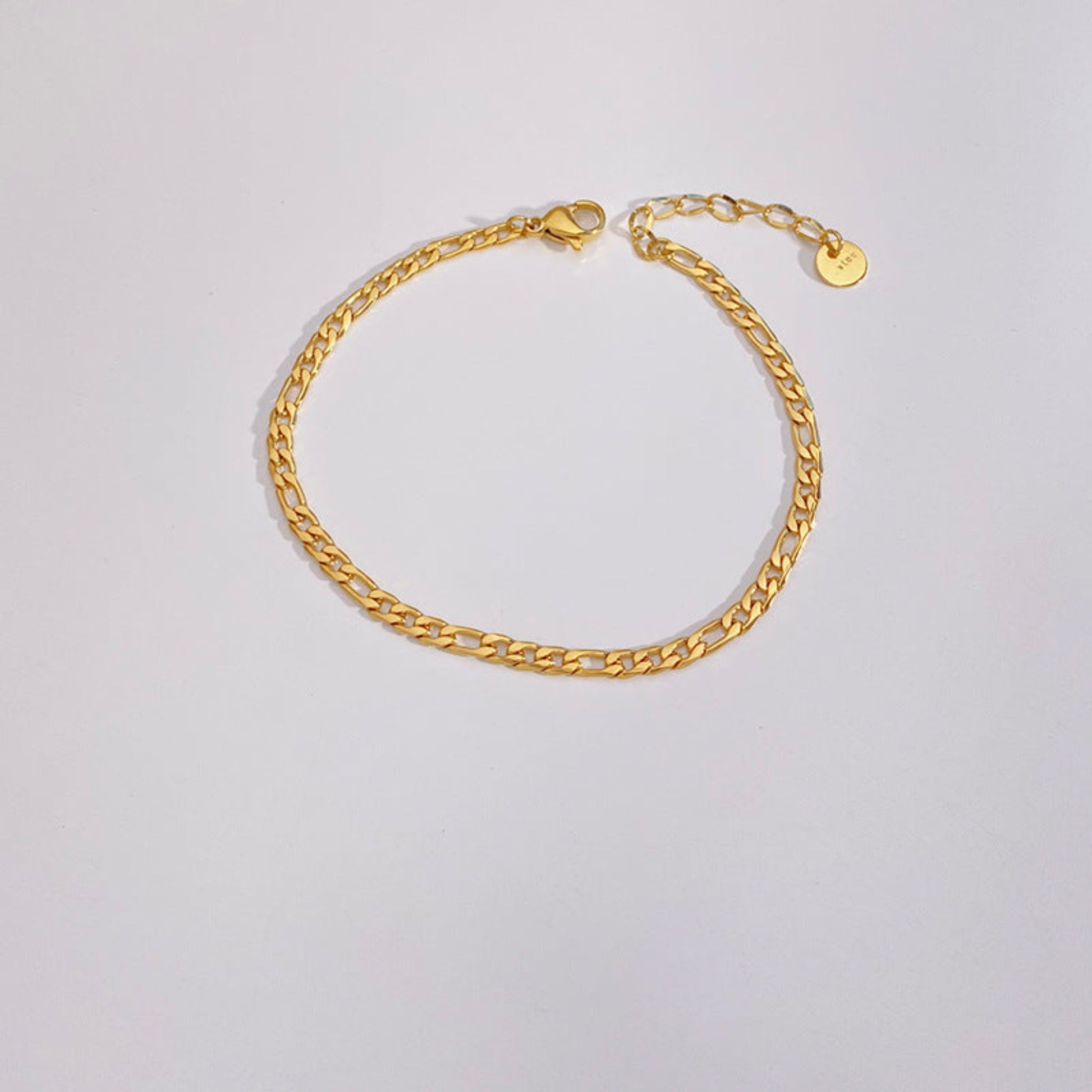 18ct Gold Plated Waterproof Figaro Bracelet - Louise's Jewellery Box