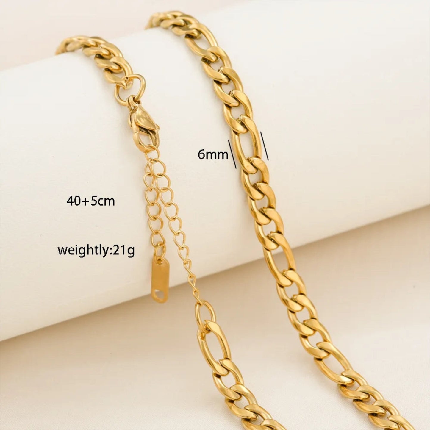 18ct Gold Plated Waterproof Figaro Necklace - Louise's Jewellery Box
