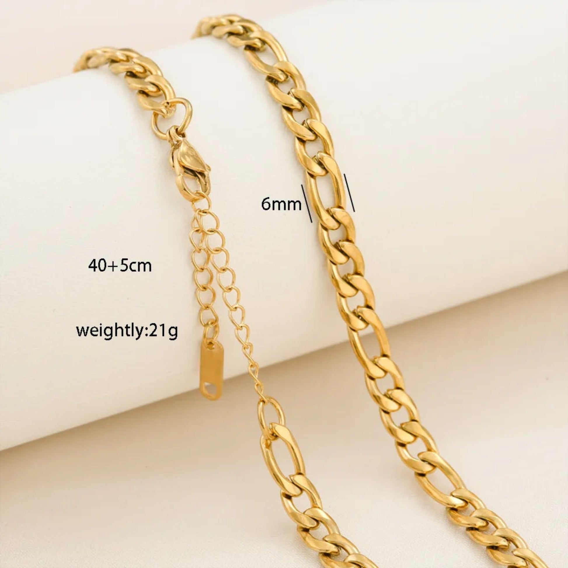 18ct Gold Plated Waterproof Figaro Necklace - Louise's Jewellery Box
