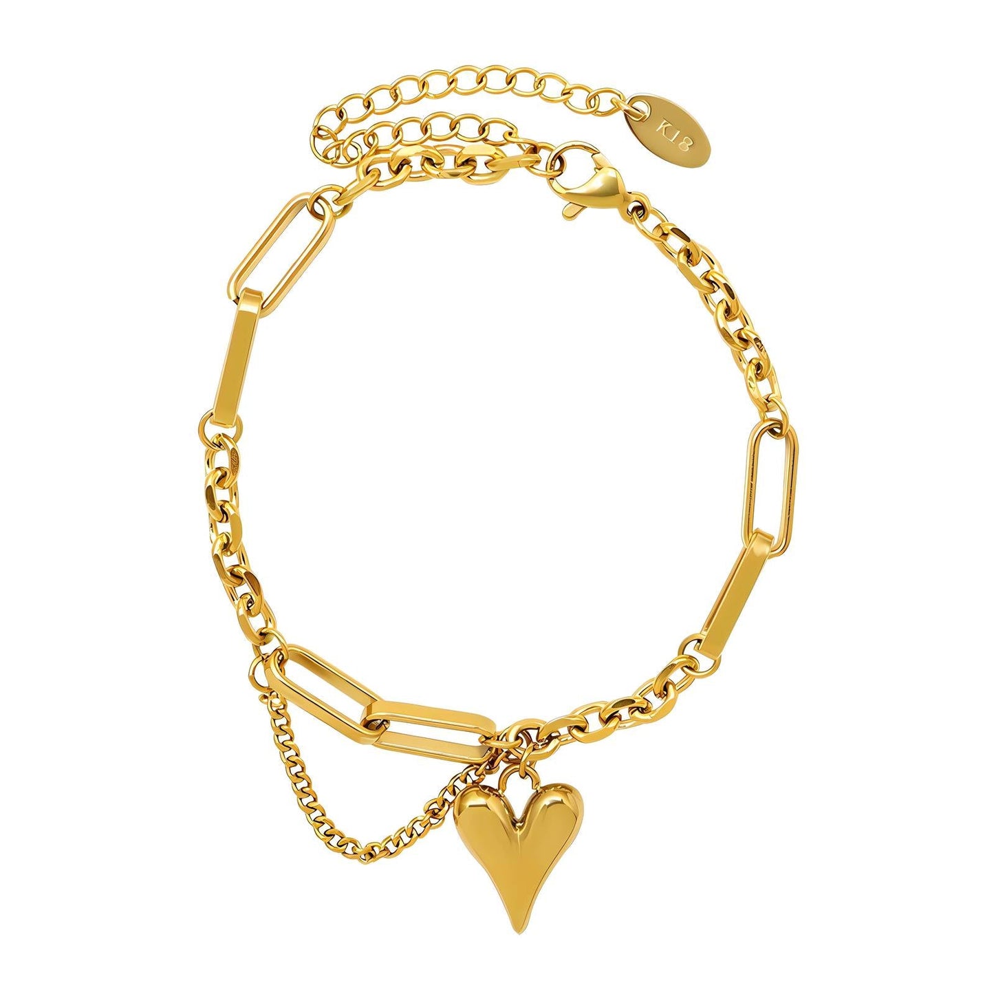 18ct Gold Plated Waterproof Heart Bracelet - Louise's Jewellery Box