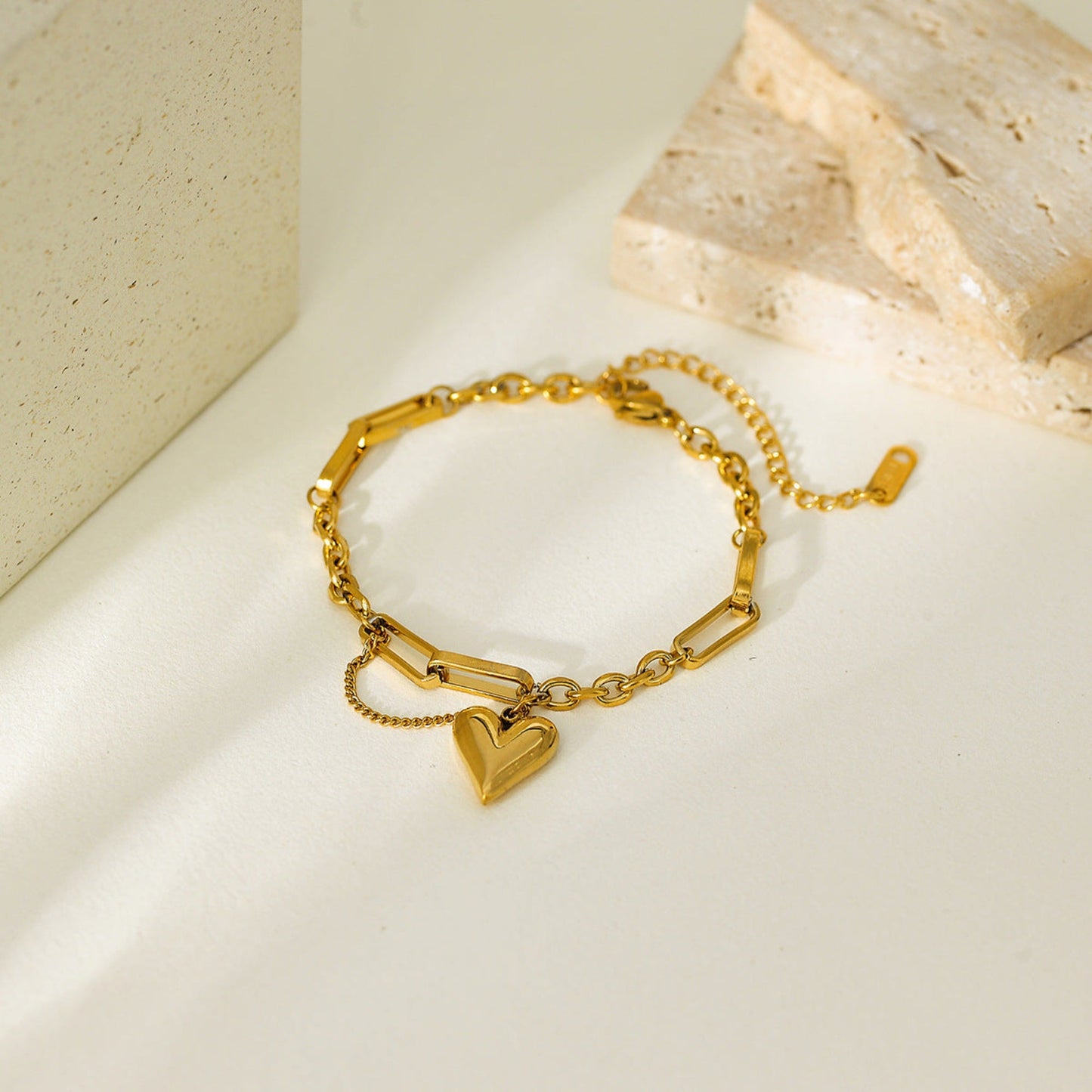 18ct Gold Plated Waterproof Heart Bracelet - Louise's Jewellery Box