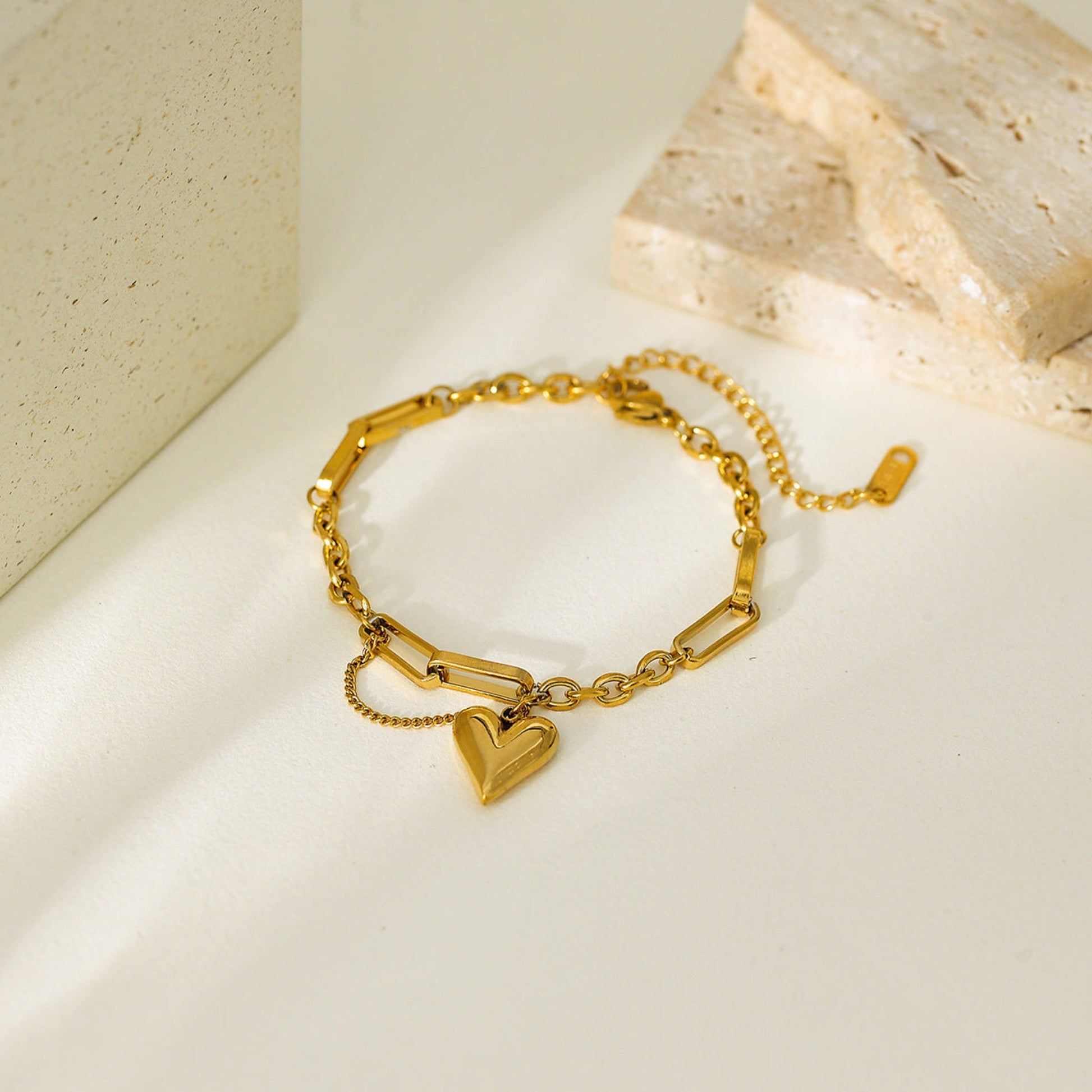18ct Gold Plated Waterproof Heart Bracelet - Louise's Jewellery Box