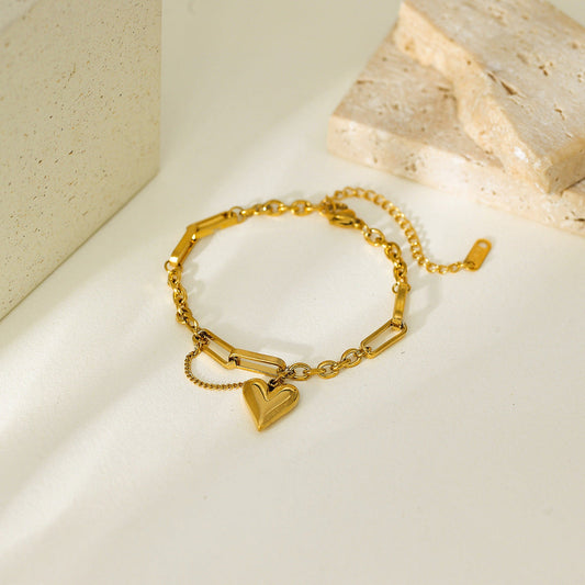 18ct Gold Plated Waterproof Heart Bracelet - Louise's Jewellery Box