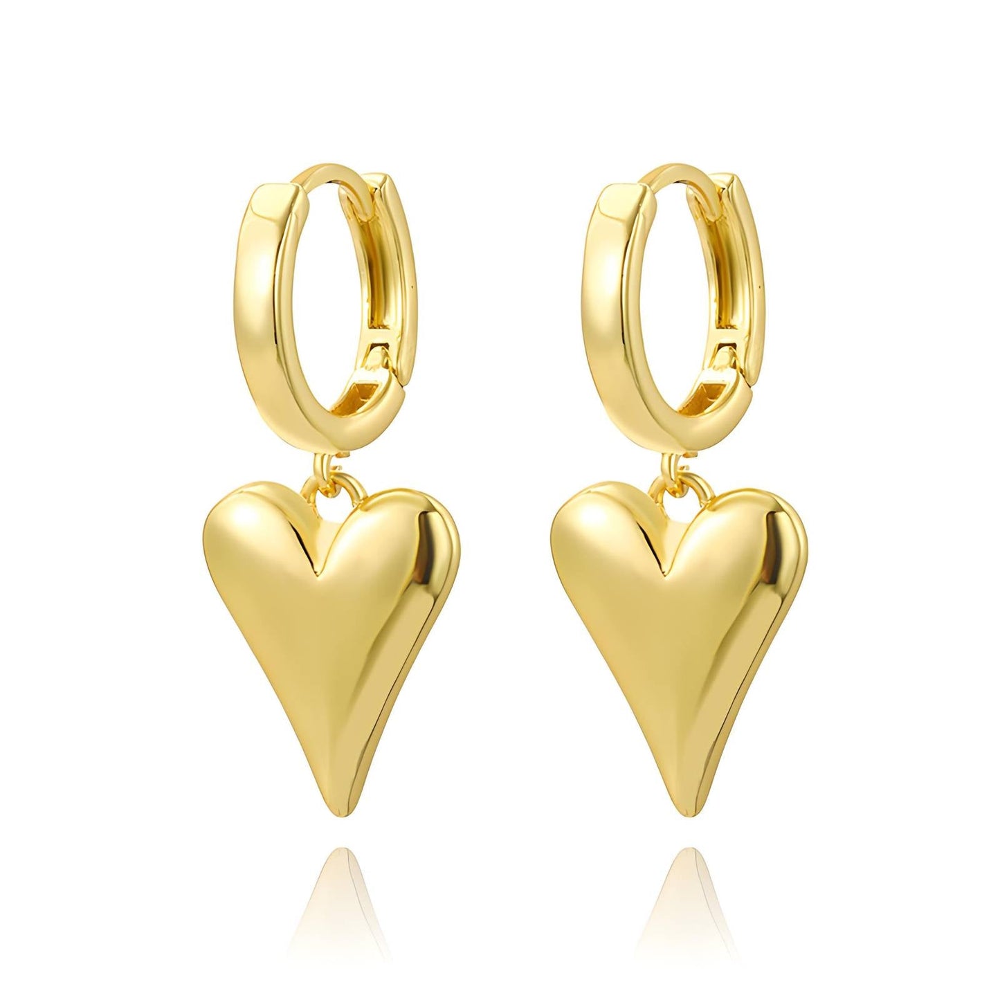18ct Gold Plated Waterproof Heart Drop Earrings - Louise's Jewellery Box