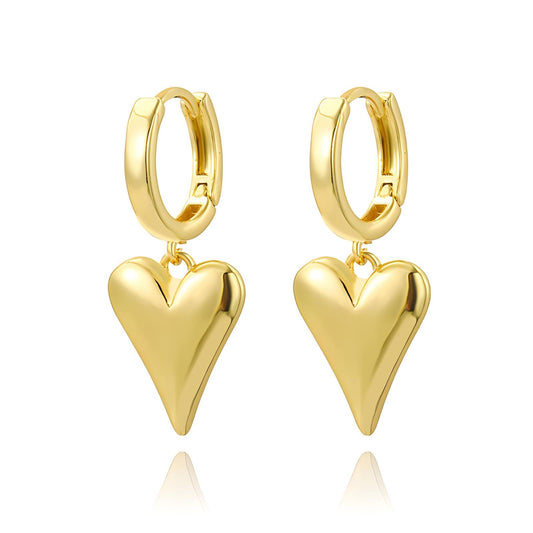 18ct Gold Plated Waterproof Heart Drop Earrings - Louise's Jewellery Box