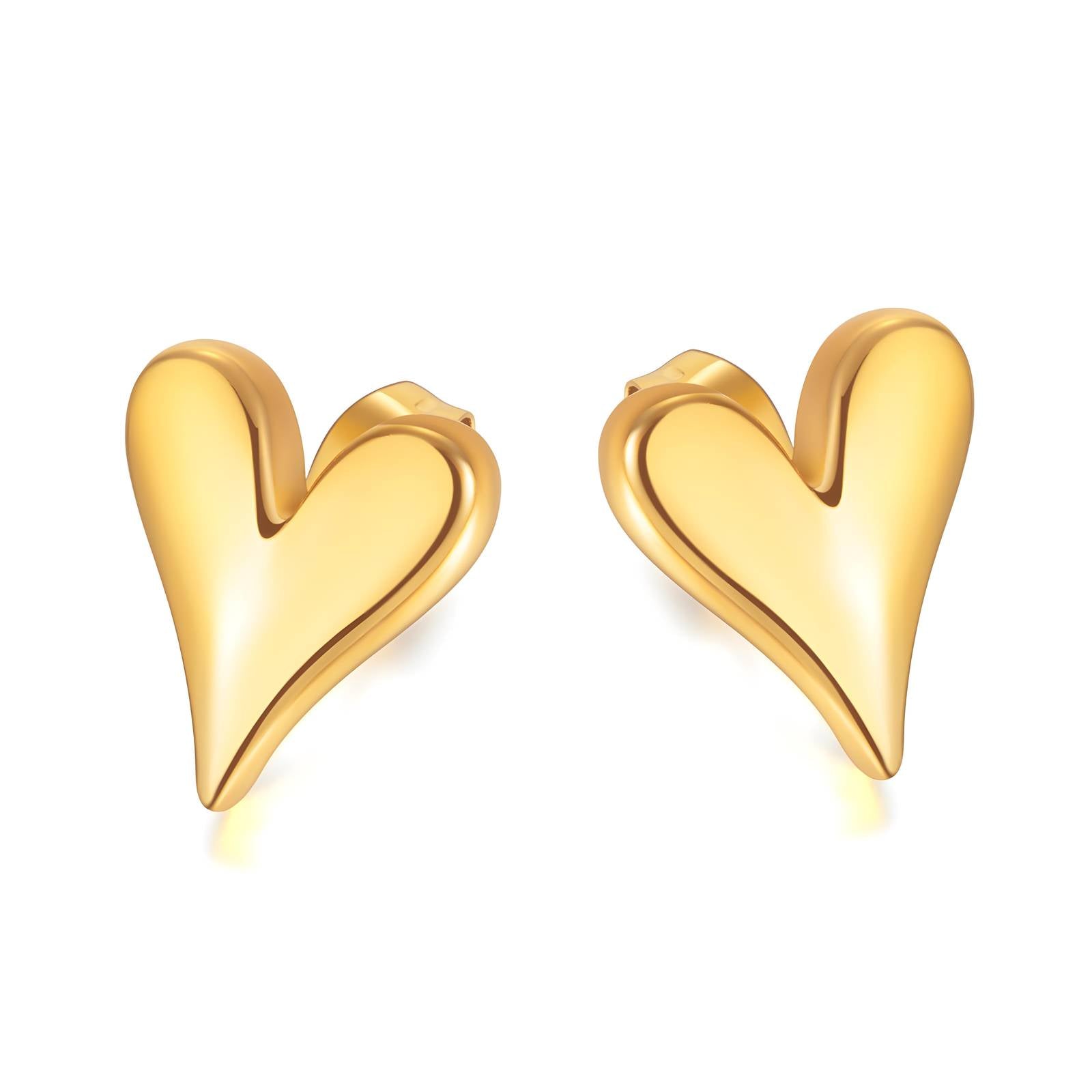 18ct Gold Plated Waterproof Heart Stud Earrings - Louise's Jewellery Box