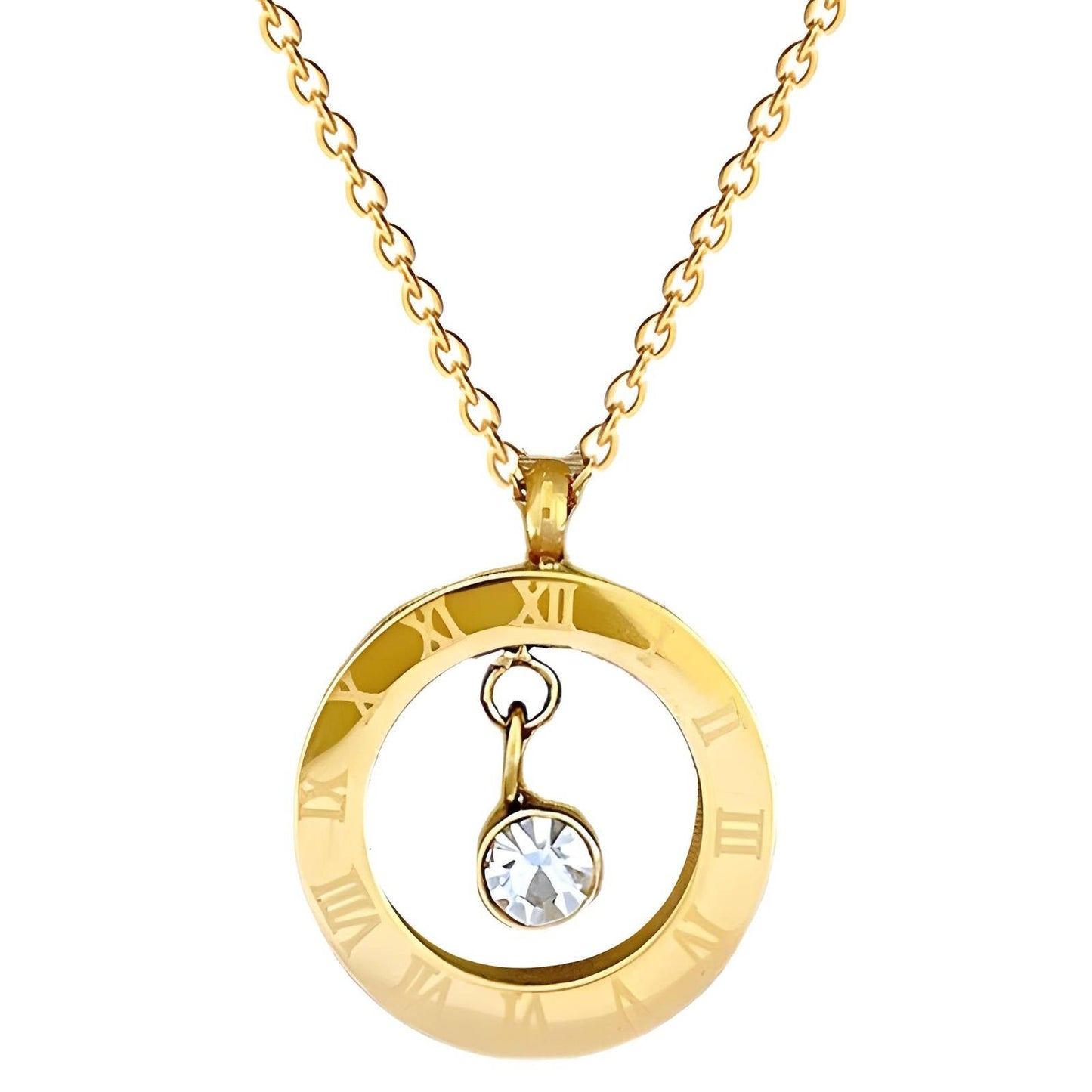 18ct Gold Plated Waterproof Roman Numerals Necklace - Louise's Jewellery Box