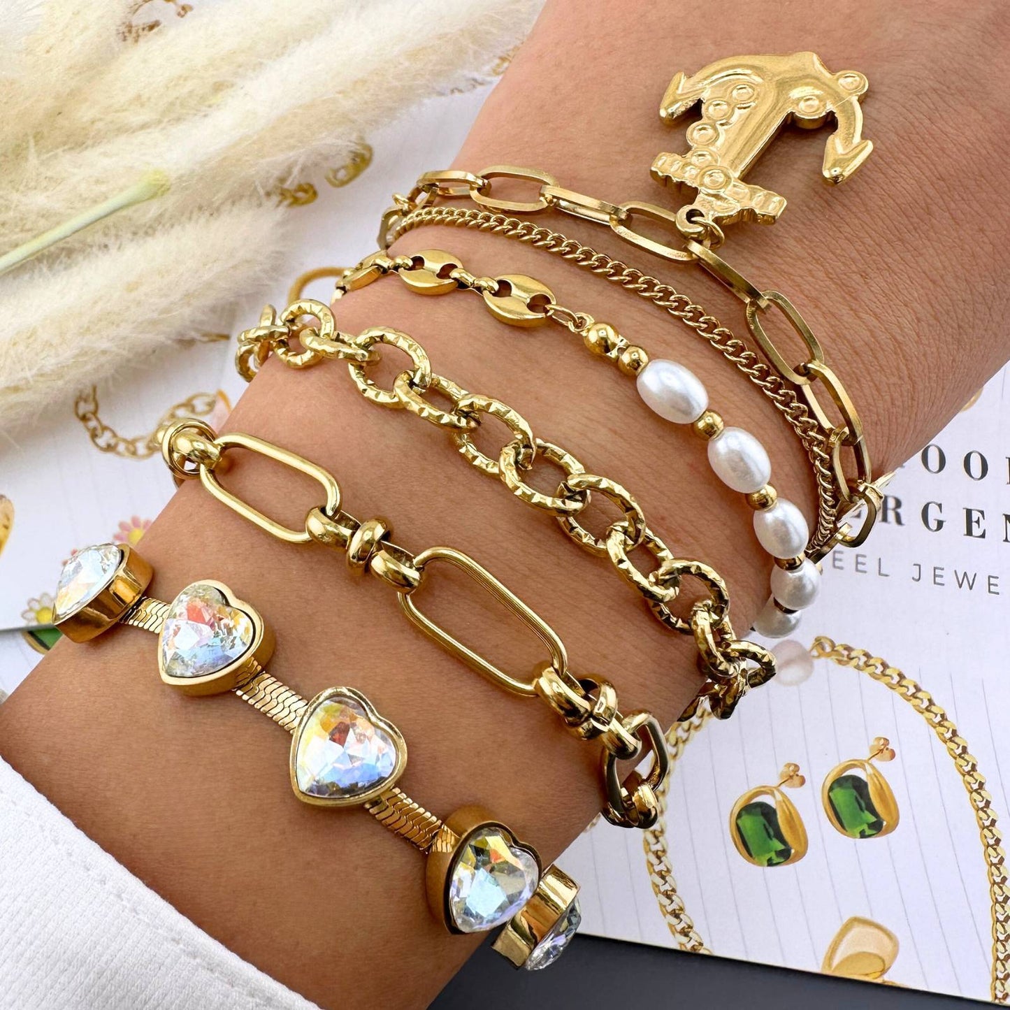 18ct Gold Plated/Pearl Waterproof Bracelet - Louise's Jewellery Box