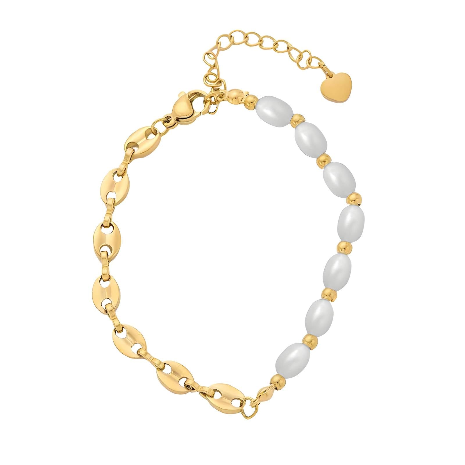 18ct Gold Plated/Pearl Waterproof Bracelet - Louise's Jewellery Box