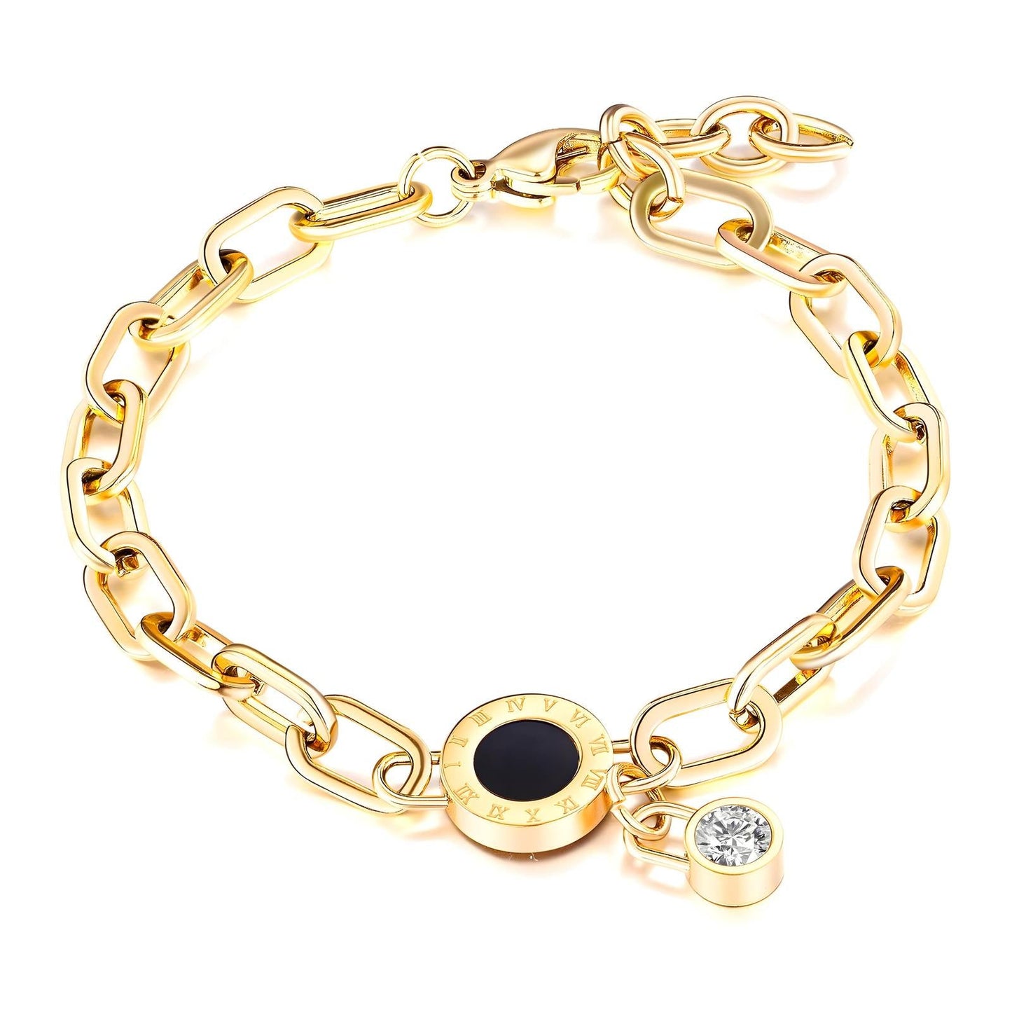18K Gold Plated Waterproof Roman Numerals Bracelet - Louise's Jewellery Box