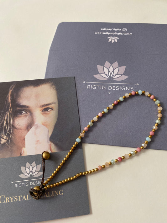 Rhodonite Crystal Healing Anklet for Balance