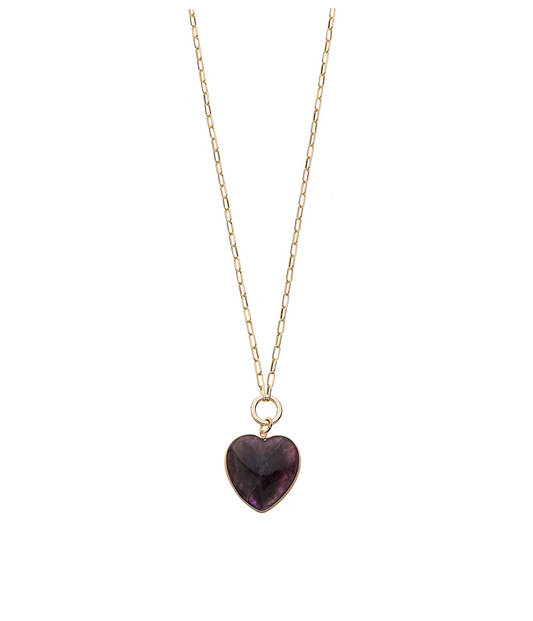 Amethyst Heart Pendant on Gold Plated Chain