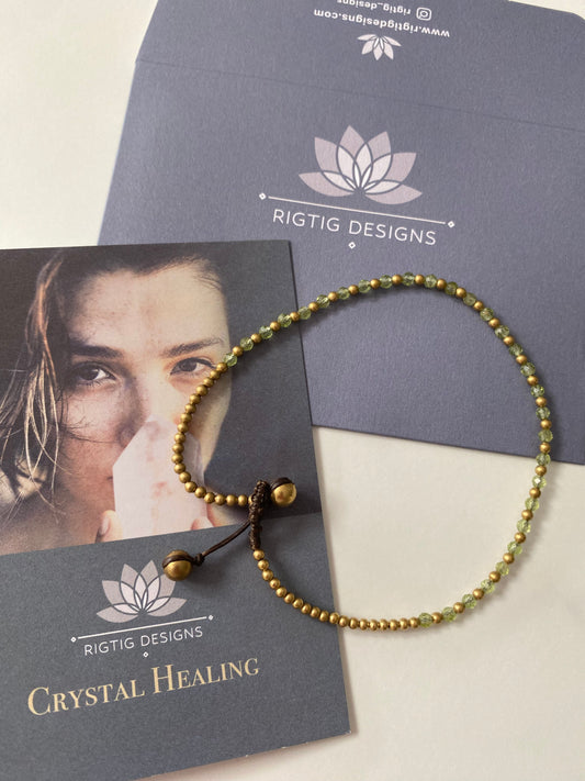 Peridot Crystal Healing Anklet for Positivity