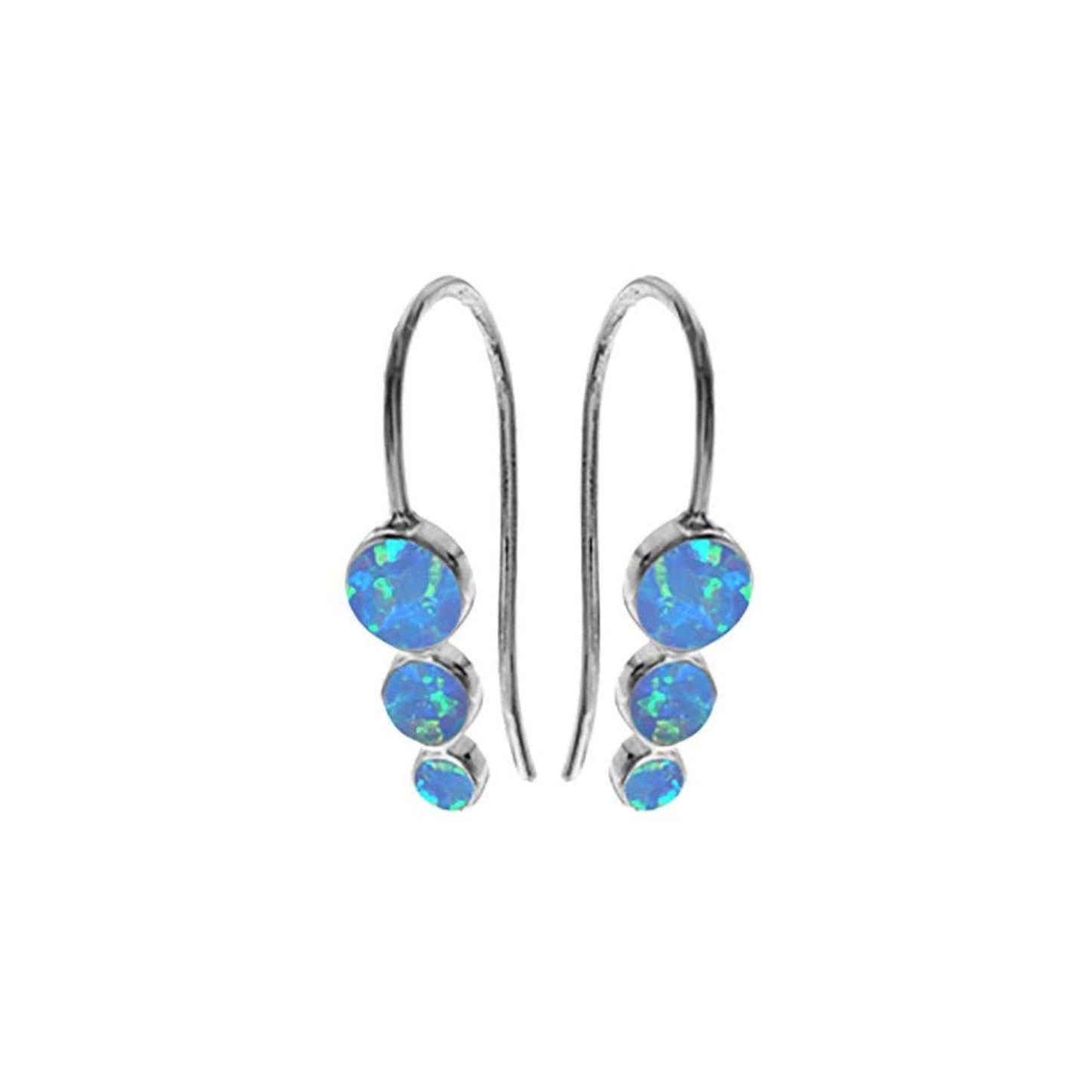 Sterling Silver Drop Blue Opalique Earrings