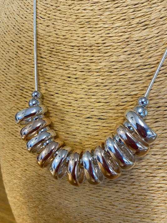 Silver and Rose Gold Short Modern Necklace