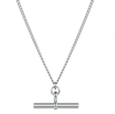 Classic Silver Waterproof T Bar Necklace