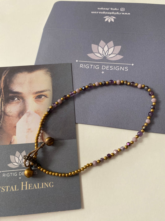 Amethyst Crystal Healing Anklet for Anxiety
