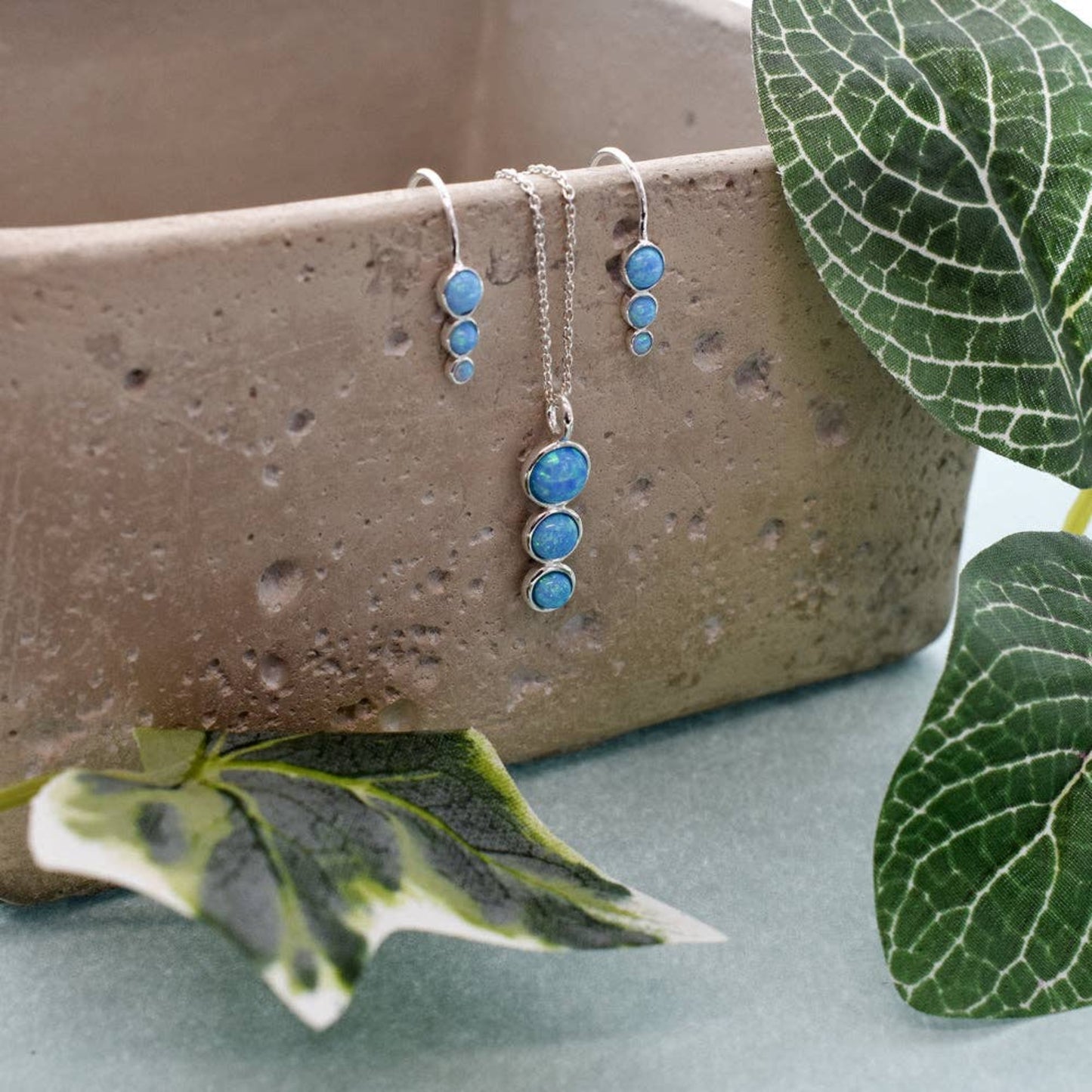 Sterling Silver Pendant with Blue Opalique