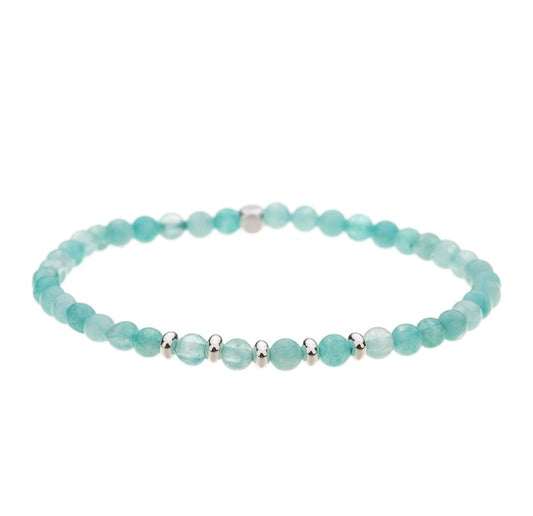 Aquamarine Stone Bracelet with Silver Plating