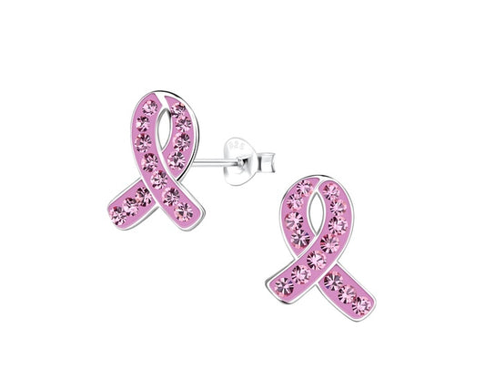 Pink Ribbon Crystal Charity Earrings