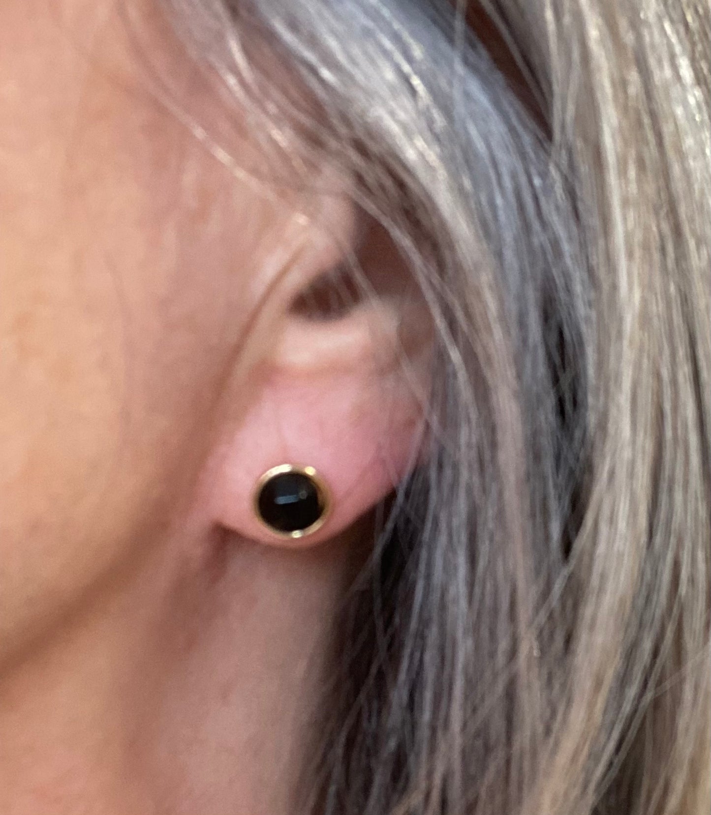 Venus Black Spinel Stone Studs In Gold Plating
