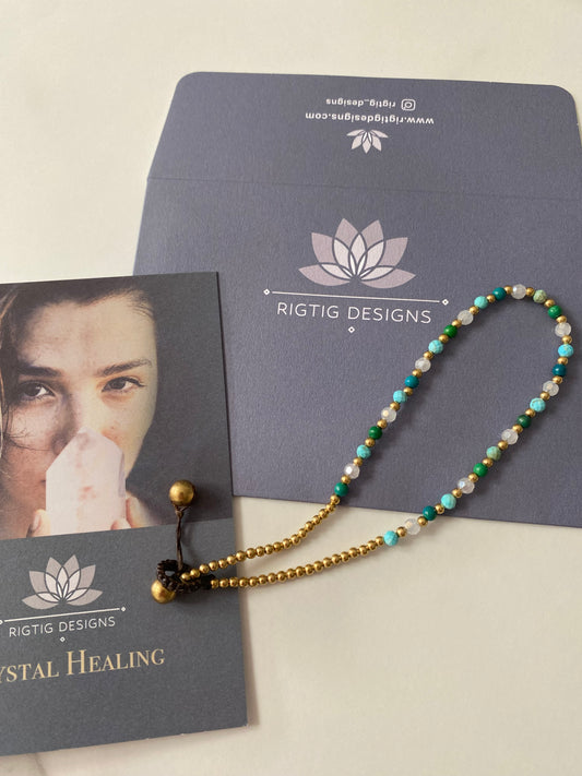 Turquoise Crystal Healing Anklet for Luck