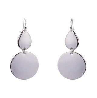 Silver Disc Hook Earrings
