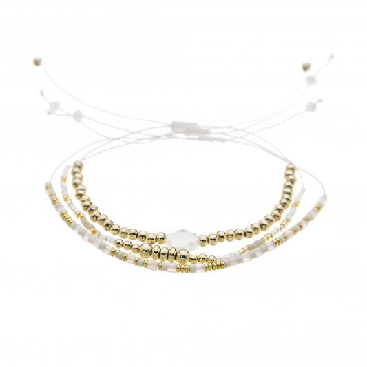 White Freya Bracelet with Gold Plated Accents