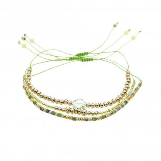 Green Freya Bracelet witb Gold Plated Accents
