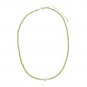Green Beaded Freya Necklace with Freshwater Pearl