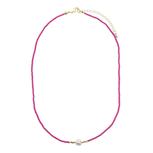 Pink Beaded Freya Necklace with Freshwater Pearl