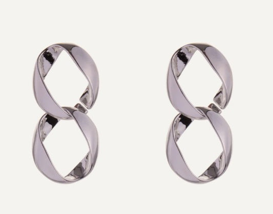 Silver Geometric Stud Earrings