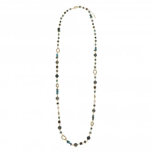 Greta Teal Long Line Necklace - LAST ONE