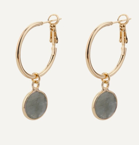Venus Lever Arch Earrings in Gold Plate and Labradorite