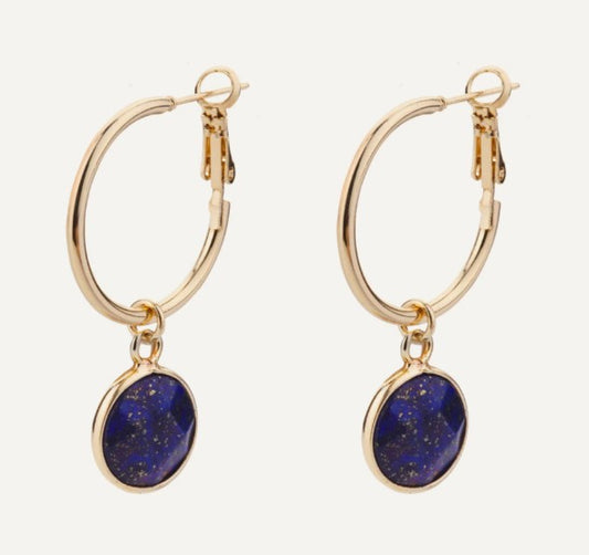 Venus Lever Arch Earrings in Gold PLate and Lapis