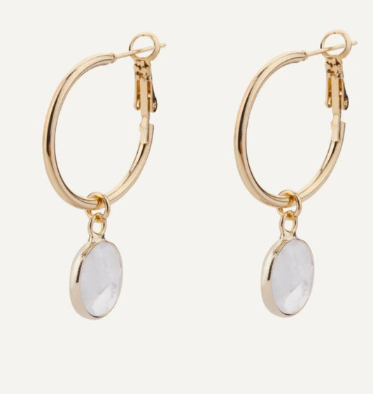 Venus Lever Arch Earrings in Gold Plate and Moonstone