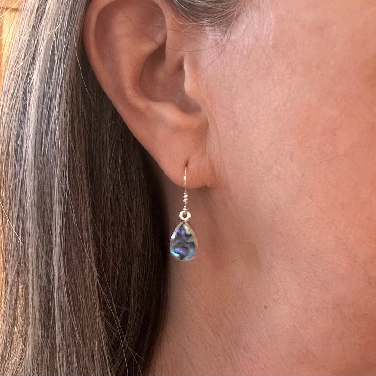 Abalone Shell Teardrop Earrings in Sterling Silver - Louise's Jewellery Box
