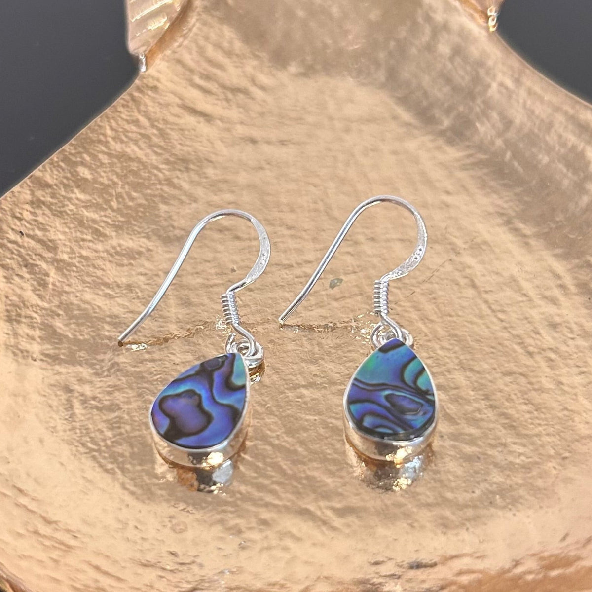 Abalone Shell Teardrop Earrings in Sterling Silver - Louise's Jewellery Box
