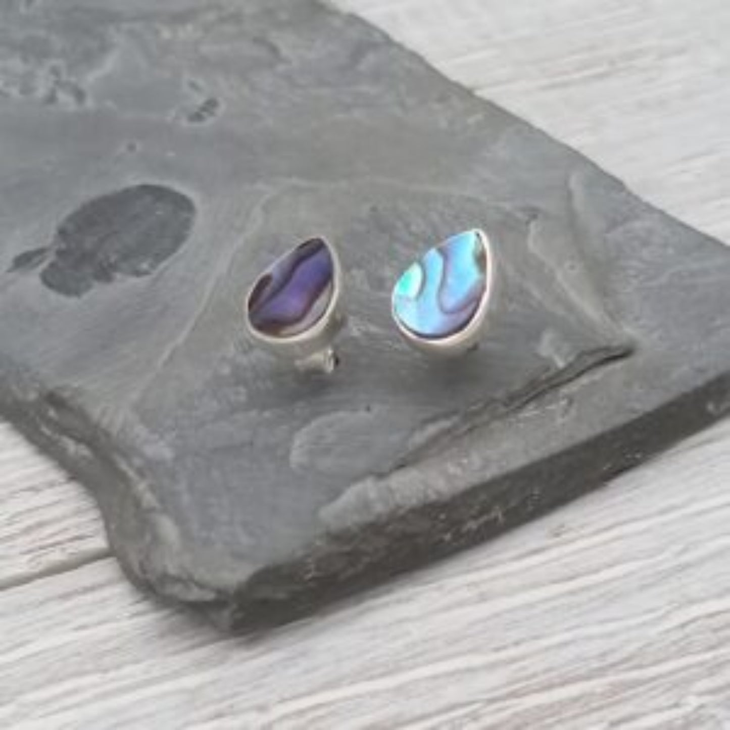 Abalone Shell Stud Earrings in Sterling Silver