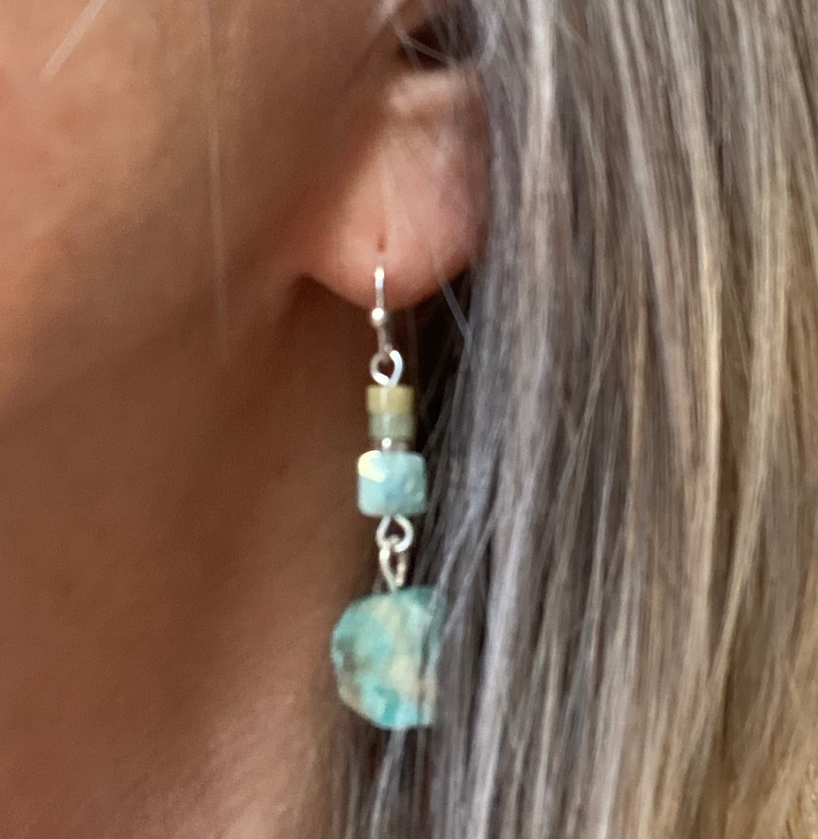 Amazonite Drop Earrings in Silver Plate - Louise's Jewellery Box