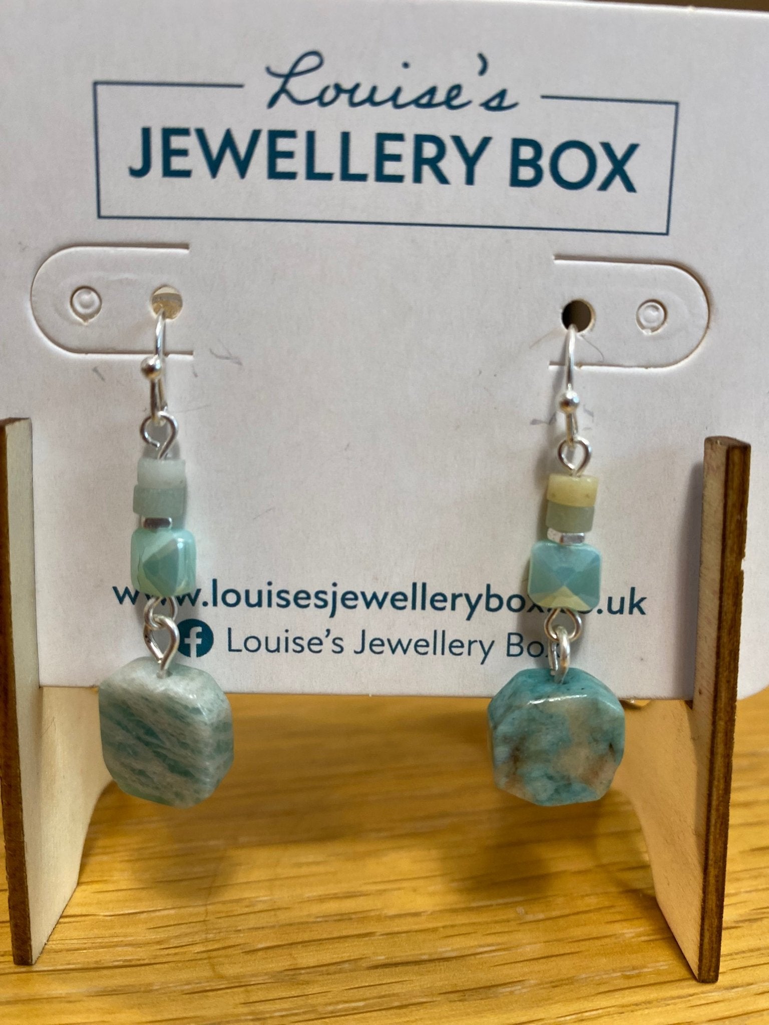Amazonite Drop Earrings in Silver Plate - Louise's Jewellery Box