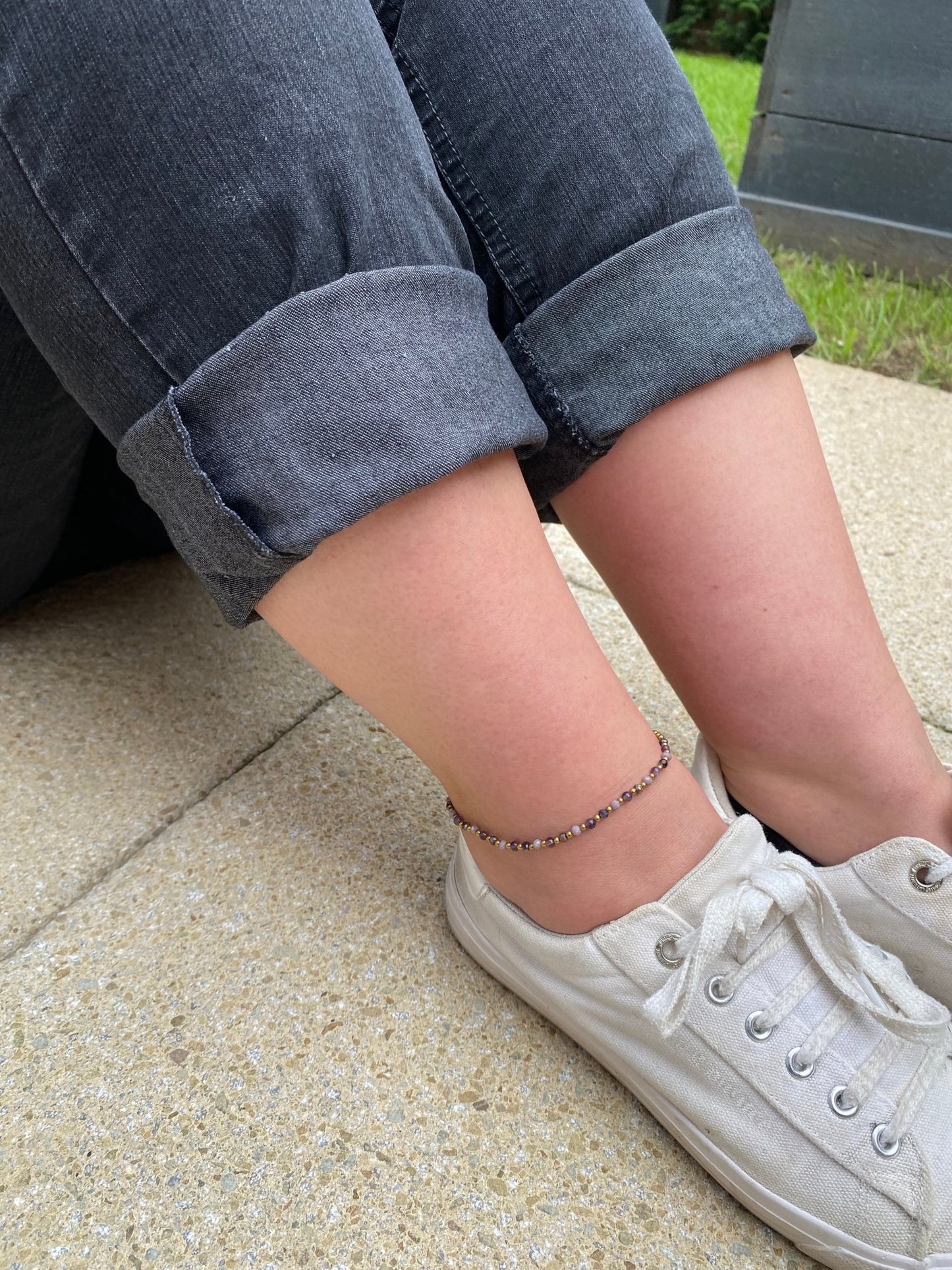 Amethyst Crystal Healing Anklet for Anxiety - Louise's Jewellery Box