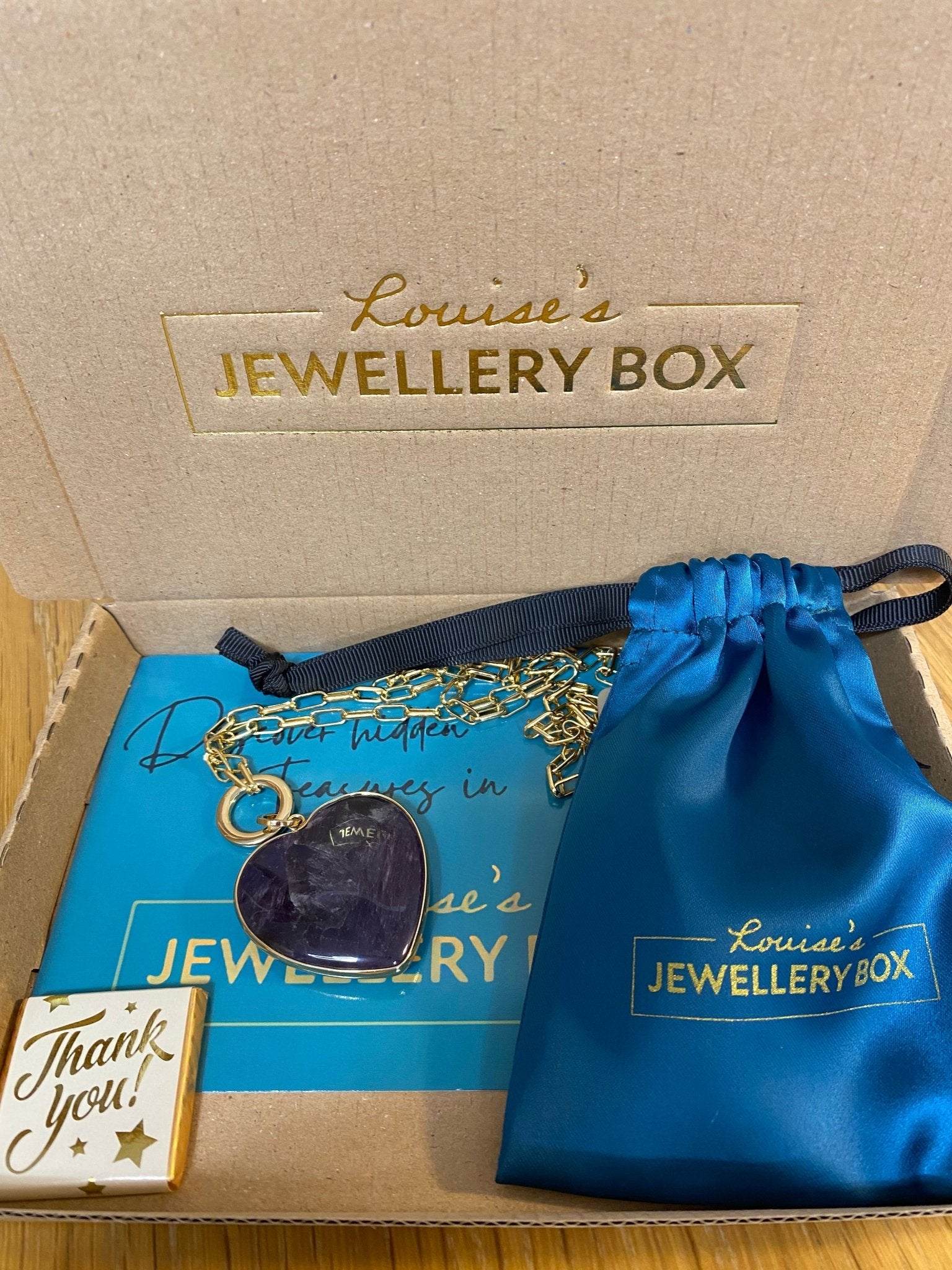 Amethyst Heart Pendant on Gold Plated Chain - Louise's Jewellery Box